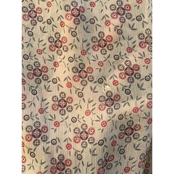 Vintage Free People M Calico Print Sheer Blouse Lace Trim Beige - Picture 6 of 7